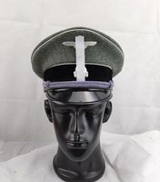 베레트 독일 와이프 엘리트 보병 장교 바이저 뚜껑 메이크 군용 모자와 금속 실버 배지 2 개