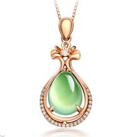 Crystal Womens Ожерелья Кулон Натуральный Graptolite Plated 18K Розовое Золото Зеленое Серебро