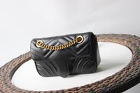2021 Fashion gold Chain crossbody clutch Genuine Leather Bag...