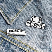 Pins, Brooches Need Coffee Power Thinking Progress Bar Brooch Enamel Pins Metal Broches For Men Women Badge Pines Metalicos Brosche Accessor