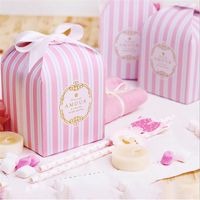 Baby shower favoriserar papper bröllopsfest godis vit kartong kaka cookies cupcake lådor för paket gåvor