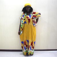 Afrikansk Casual Kvinnors Klänning Bomull Fashion Print Loose Scarf Maxi För Ladies Klänningar