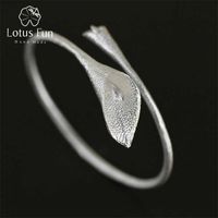 Lotus divertimento real 925 prata esterlina designer original artesanal fina jóias étnica lótus calla pulseira pulseira para as mulheres bijoux g0916