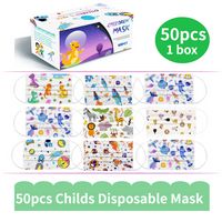 Hızlı DeliioRY 50 adet Çocuk Maskesi Bir Kutu Çocuk Karikatür Tek Kullanımlık Maske 3 Katmanlı Çocuk Çocuk Filtresi Hijyen Kalınlaşmak Yüz Ağız Maskesi