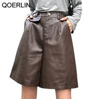 Short de Bermuda Qoerlin PU pour Femmes Faux Cuir Street Streetwear Streetwear Plus Taille Pantalon Pantalon Femme 220312