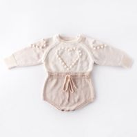 Детская вязаная одежда сердца девочка младенца девушка свитер дизайнер новорожденный комбинезон осень зима детская одежда