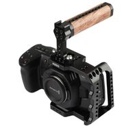 Stabilizatörler Metal BMPCC 4K Kamera Kafes Yarım Dağı Sabitleyici ile Ahşap Üst Kolu ile Blackmagic Tasarım Pocket Sinema DSLR