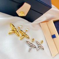 21SS Hot Cross Copper Stud Earrings for Women Designer Vinta...