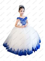 Compre al por mayor Vestido Blanco De Niña De Flores Azul Real de bajo  precio \u0026 de calidad con envío gratuito | Es.DHgate