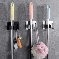 Hooks & Rails Punch-free 304 Stainless Steel Hanging Bathroom Balcony Mop Clip Broom Card Holder Saving Space Easy To Install Flex3038