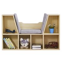 US stock 6-Cubby Kids Bookcase Storage Holders Racks Multi-Purpose MDF Organizer Cabinet Shelf for Children Dark Natural Color