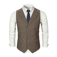 Herenvoeders Pak Custom Bruidegom Vintage Brown Tweed Formele Wol Herringbone Vest Slim Fit Jurk
