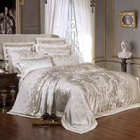 Sliver Gold Luxury Silk Satin Jacquard duvet cover bedding set queen king size Embroidery sheet Fitted sheet 210721