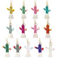 Keychains hilos de algodón tejido hecho a mano Tassel envuelto Cactus Keychain para mujeres Fashion Boho Style Boutique Jewelry al por mayor