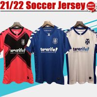 2021/2022 CD Tenerife Futebol Jersey Azul Segunda Divisão de Futebol Camisa Vermelho Manga Curta Vermelho Adulto Homens Uniformes de Futebol S-2XL
