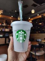 Starbucks 16 oz 24 oz Tumblers Kupalar Plastik Içme Suyu Dudak ve Saman Ile Sihirli Kahve Kupa Kostom Şeffaf Kupası 50 adet DHL Taşıma