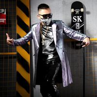 M~5XL Men&#039;s Nightclub Singer Bar DJMCDS Stage Costume GOGO Performance Dress Silver Silk Gradient Effect Casual Wear Suit Suits & Blazers