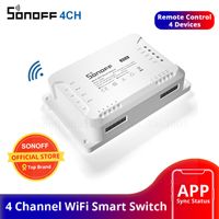 Sonoff 4CH 10A / Akıllı 4 Gang Dört Kanal Uzaktan WiFi Işık Anahtarı Kontrolü 4 Aygıtlar Alexa Google Home ile Çalışıyor