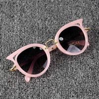 Fashion baby cat eye UV400 kids sun glass children girls pink metal sunglass trend