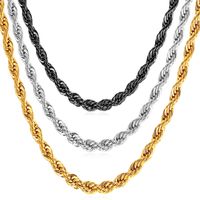 3mm 6mm 9mm Chain Necklace 18K Yellow Gold Plated 316L Stain...