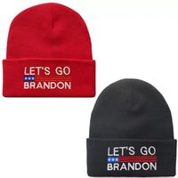Lets Go Brandon Beanie Winter-Hüte 2024 Trump gestrickte Wollstickerei-Hut-Präsident-Wahl-warme Caps Universal