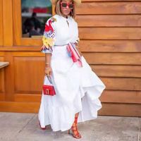 カジュアルドレスアフリカの服女性のマキシロングドレスホワイトガウンファッション高品質のエレガントなシックな刺繍ケーキ服