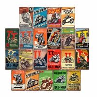 Metal Malarstwo Retro Isle of Man Tin Signs Vintage Motocykle Wyścigi Plakatowe Plaque Pub Bar Garaż Wall Art Decor 20x30cm