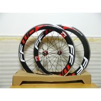 Red FFWD top sale 60mm clincher alloy brake surface glossy black road bike wheels 700c with Powerway R36 hubs