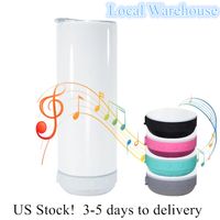 Local Warehouse! 20oz Sublimation Bluetooth Speaker Tumbler Sublimation Smart Water Bottle Wireless Intelligent Music Cups US-Abroad Shipping