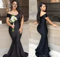 Black Mermaid Bridesmaid Dresses 2022 Elegant Off Shoulder B...