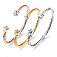 Unisex Stainls Steel Jewelry Twisted Cuff Bangle Wire Brazalet