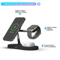 5 In 1 Magnetic Wireless charger Stand 15W Fast Charging Dock Station For Watch Chargers/Stand Black/white
