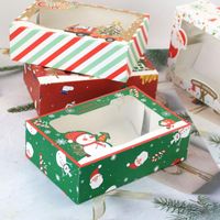 Décorations de Noël Boîte-cadeau Boîtes Cookie Boîtes Boulangerie Papier Candy Fenêtre Biscuit 4/8 / 12pcs / Pack