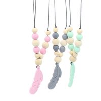 Baby Teething Toy Silicone Training Teethers Necklace Feather Pendant Chewing Beads Pacifier Clip Gifts Chains