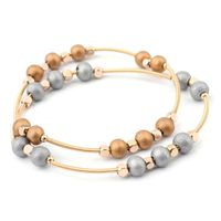 Sell Fashion Steel Wire Bracelet For Women Western Style Wooden Bead Jewelry Gift BJ-01 Bangle