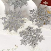 Christmas Decorations 12Pcs Set Sparkly Glitter Snowflake Ornaments Xmas Tree Hanger Garland Making