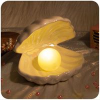 Gece Işıkları Seramik Kabuk Inci Lamba Yatak Odası Dekor Işık Flama Peri Kız Ev Dekorasyon Başucu Doğum Günü Hediyesi