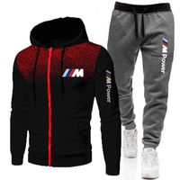Mäns Hoodies New Men's Sets Hoodies + Sweatpants Sportkläder Zipper Sweatshirts BMW 2-Piece Tracksuit Sportkläder Varumärke Kläder
