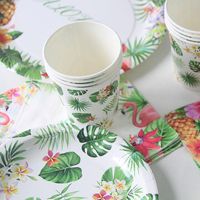 パーティーデコレーションアロハフラミンゴテーマカッププレートナプキン熱帯誕生日夏ハワイアン使い捨て可能な食器用品