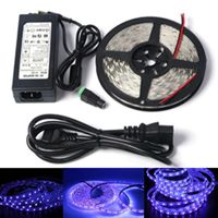 Stroken 12V UV 395-405nm LED Strip Zwart Licht 3528 SMD Ultraviolet Waterdichte Tape Lamp + Voeding voor DJ Fluorescentiepartij
