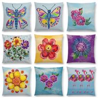 Cushion Decorative Pillow Watercolor Butterfly Flowers Sofa ...