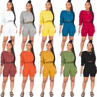 Kadın Marka Eşofman Yaz Giyim Koşu Şık Mektup Kazak Şort Spor Kazak Hoodies Kırpma Üst Tayt Kıyafetler Giyim Bodysuits 04524