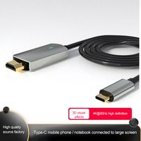 Conectores de cables de audio USB C a HD 4K @ 60 Hz Cable Gris 1,8M Adaptador Tipo-C Entrada Aluminio Aleación + Convertidor de PVC 2021