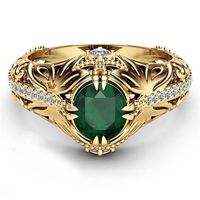 Cor esmeralda 14k anel de luxo banhado a ouro para mulher anel de casamento de noivado de homens