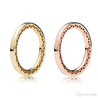 925 Sterling Silver Radiant Hearts Rose Gold Ring Originalbox för Pandora Smycken Guld Ring för Kvinnor Bästa present
