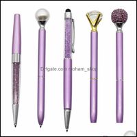 Ballpoint Office Business Pindultalsballpoint Pens 5pcs /セット紫色のダイヤモンドクリスタルペンブラックリフィルクリエイティブライティングツール学生スクール