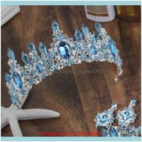 Gioielli Gioielli Blue Crystal Bridal Crown, Copricapo diamante artificiale, Capelli da sposa Aessies, J0529 Consegna a goccia 2021 MFGBW