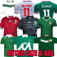 2006 Mexique Retro Soccer Jerseys Rafael Marquez Accueil 1986 1994 1995 1998 Coupe du Monde Coupe finale Chemise de football à manches longues Vintage Blanco Hernandez Camiseta