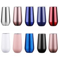 6oz Wine Tumbler Mugs 12 Colors Insulated Vaccum Cup Stainle...