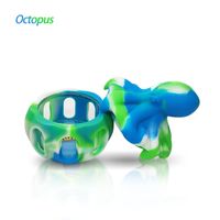 Waxmaid wholesale octopus Shaped silicone glass dab bowl smoking accessories wax container six mixed colors with a gift box package ship from CA local warehouse